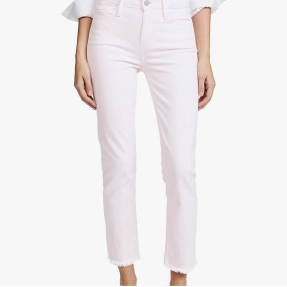 Women’s Paige Hoxton Straight Ankle Jeans Light Cream/Pink, Size 28 - Picture 4 of 12